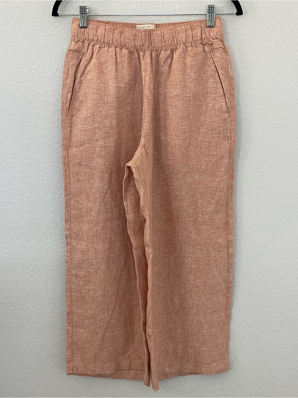 Cynthia Rowley Women's S 100% Linen Pull On Wide Leg Pants Peach